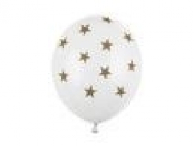 Balony Gwiazdki, Pastel Pure White 30cm 50szt