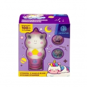 Stempel z naklejkami – 100 naklejek wielokrotnego użytku + książeczka – Jednorożec