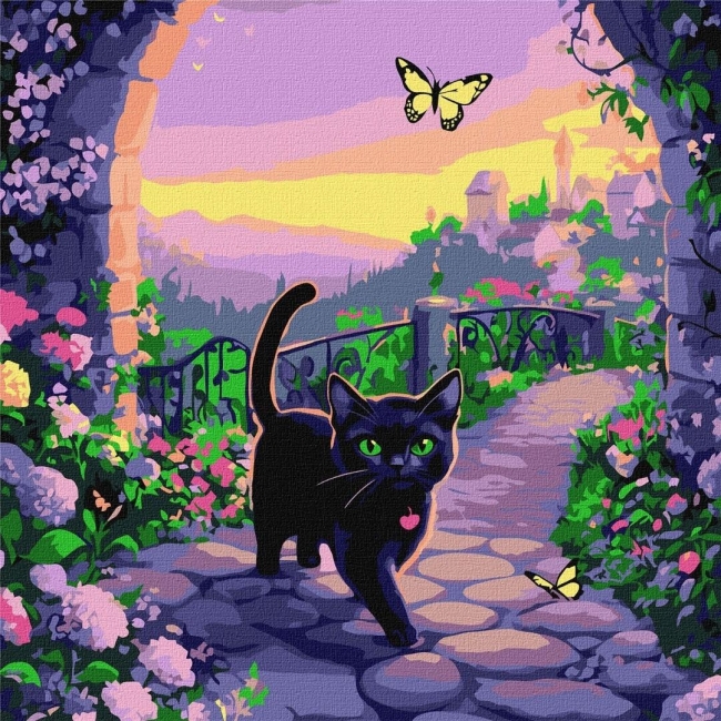 <img src='https://webimage.pl/pics/610/0/d4823104380610.jpg' style='height:440px' /> Malowanie po numerach - Wróżkowy kot 40x40cm