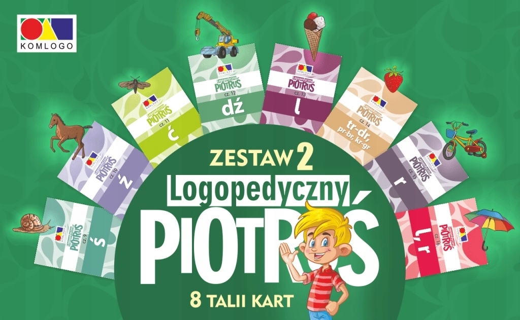 Logopedyczny Piotruś/Memory - Zestaw II, 8 talii kart