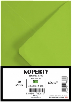 Koperty B6 - limonka, 10szt