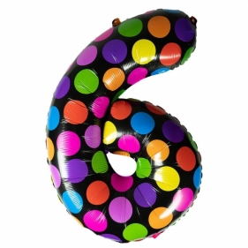 Balon foliowy cyferka 6 w kropki