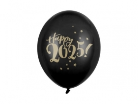 Balony Happy 2025! Pastel Black 30cm 6szt