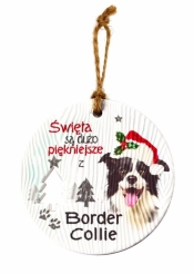 Zawieszka ceramiczna Boże Narodzenie Border Collie