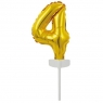  Balon foliowy mini cyfra 4 złota 8x12cm