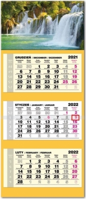 Kalendarz 2022 trójdzielny lux Wodospad