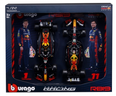 Bburago Model 1:24 Red Bull RB19 Verstappen Perez zestaw bolidów F1 18-28061