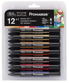 Zestaw pisaków Promarker Winsor & Newton Manga Set 1, 12 kolorów