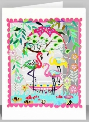 Karnet PM561 wycinany + koperta Trzy flamingi