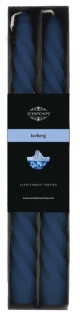 Świeca stołowa zakręcona o zapachu Iceberg 2szt
