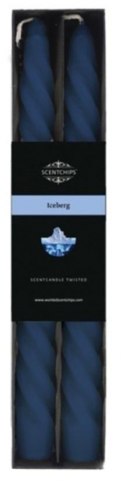 Świeca stołowa zakręcona o zapachu Iceberg 2szt