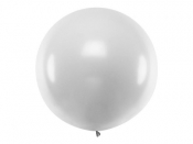 Balon okrągły metallic silver snow 1m