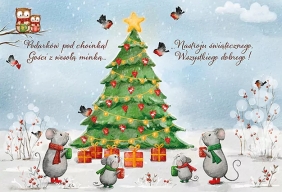 Karnet B6 Boże Narodzenie - Choinka na sankach