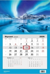 Kalendarz 2026 Jednodzielny Zorza polarna, Islandia