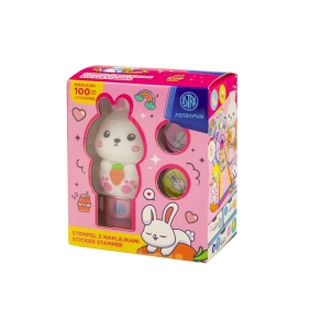 Stempel z naklejkami – 100 naklejek wielokrotnego użytku + książeczka – Królik