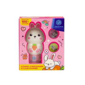 Stempel z naklejkami – 100 naklejek wielokrotnego użytku + książeczka – Królik