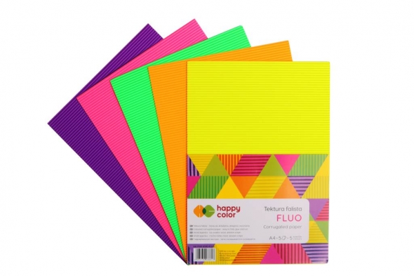 Tektura falista Happy Color Fluo, A4, 5 kolorów (2030-FLUO)