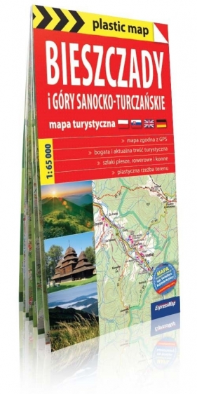 Bieszczady i Góry Sanocko-Turczańskie foliowana mapa turystyczna 1:65 000