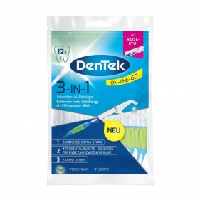 DenTek Cleaner 3w1, niciowykałaczki + szczoteczki, 12 szt.