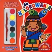 Czerwona książeczka do kolorowania z farbkami