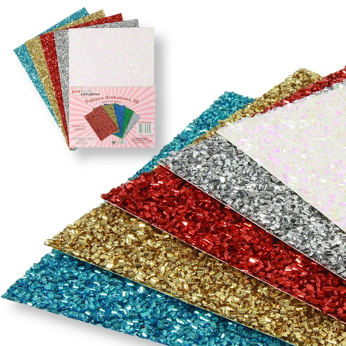 Tektura A4 gładka brokat 3D 5 kolorów