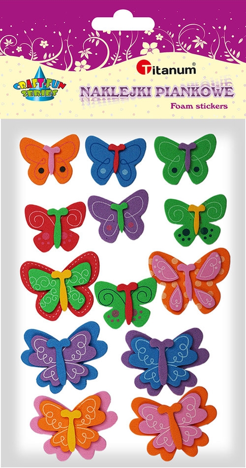 Naklejki piankowe motylki 13 sztuk