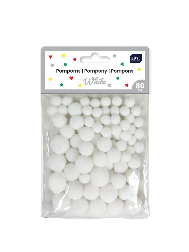 Pompony do dekoracji - White, 80 szt.