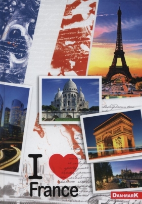 Zeszyt A5 w kratkę 80 kartek I love France 10 sztuk