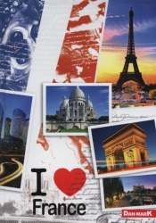 Zeszyt A5 w kratkę 80 kartek I love France 10 sztuk