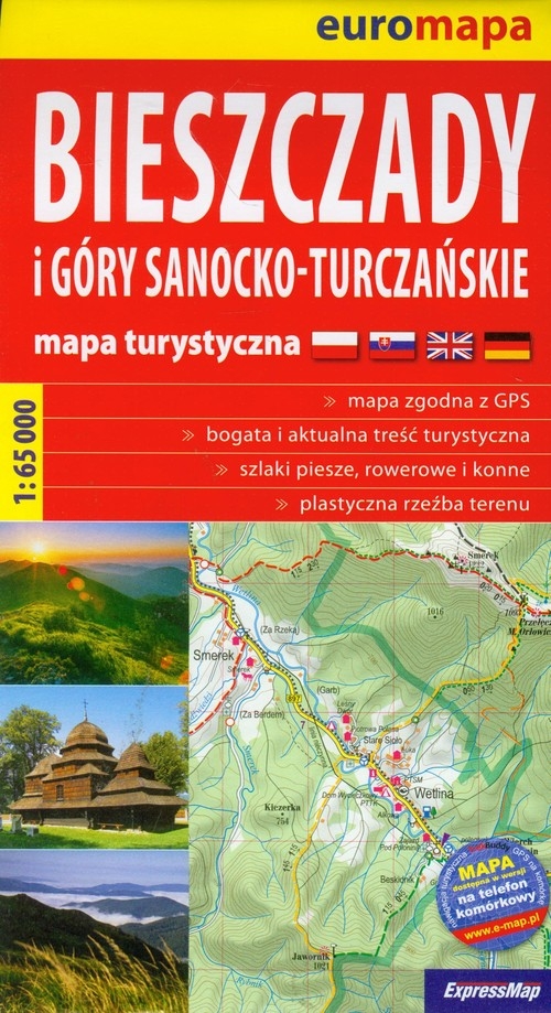 Bieszczady i Góry Sanocko-Turczańskie mapa turystyczna 1:65 000