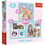 Trefl, Puzzle 3w1: Słodkie zwierzaki (34862)