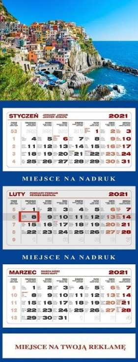 Kalendarz 2021 Ścienny Trójdzielny Cinque Terre
