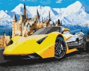 Obraz Paint it! Malowanie po numerach. Lamborghini koło zamku (BS28723)