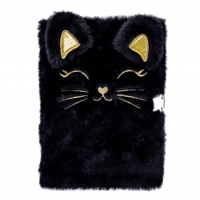 Astrapap, Pamiętnik z kłódką A5/96K - Fluffy Kitty Black