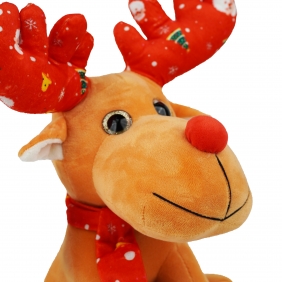 Maskotka - Renifer ze świątecznym porożem, 20 cm