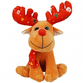 Maskotka - Renifer ze świątecznym porożem, 20 cm