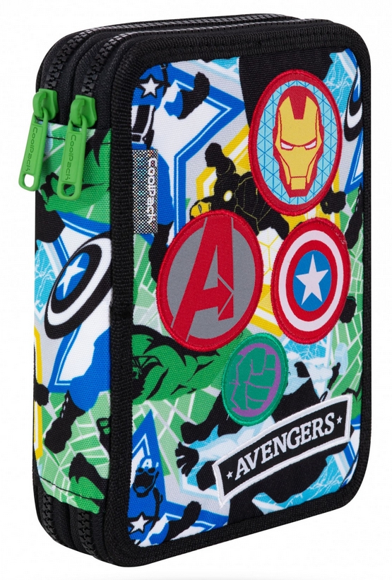 Coolpack - Jumper XL - Disney - Piórnik podwójny z wyposażeniem - Avengers Badges (B77308)