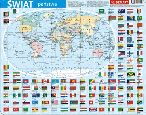Puzzle ramkowe 72: Świat, mapa administracyjna (Produkt rozfoliowany)