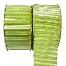 Wstążka satynowa karbowana 40mm/3m zielona