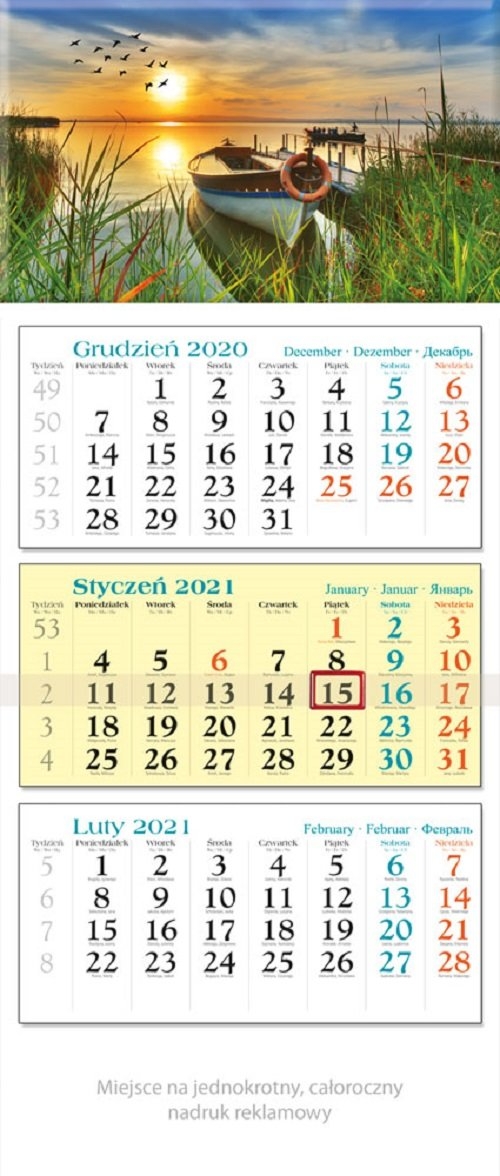 Kalendarz 2021 trójdzielny KT 03 Łódka