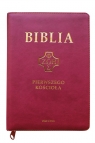 Biblia Pierwszego Kościoła purpurowa ze złoceniem Popowski Remigiusz