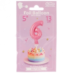 Balon foliowy Godan różowy 13 cm cyfra 6 (BC-5RO6)