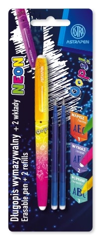 Długopis wymazywalny 0,6 mm Oops - Neon + 2 wkłady niebieskie