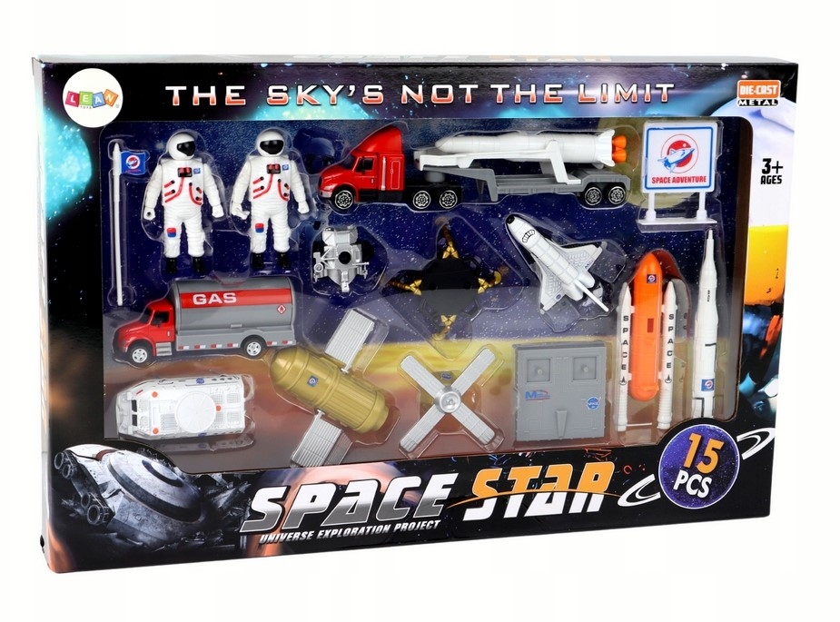 <img src='https://webimage.pl/pics/624/8/d5905679078624_1.jpg' style='height:440px' /> Zestaw figurek kosmos ciężarówka rakieta 15 el