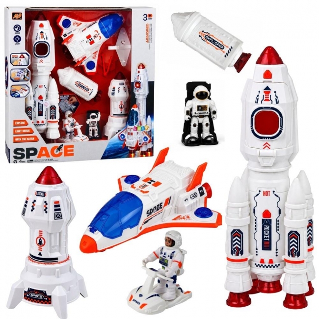 Zestaw kosmiczny rakiety wahadłowiec astronauci