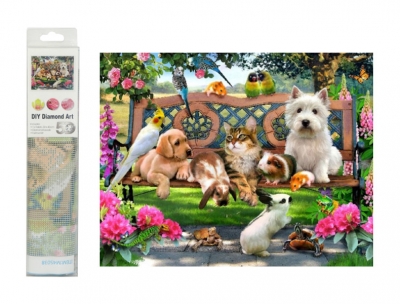 <img src='https://webimage.pl/pics/625/9/d5902496189625U939.jpg' style='height:440px' /> Mozaika diamentowa Zwierzaki na ławce