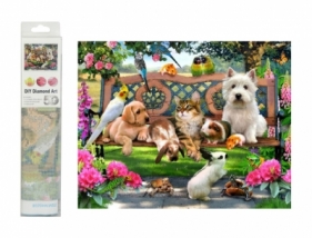 Mozaika diamentowa Zwierzaki na ławce