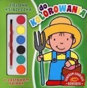 Zielona książeczka do kolorowania z zestawem farbek