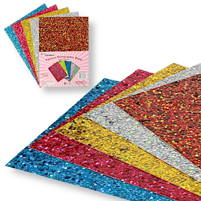 Tektura A4 gładka holographic point 5 kolorów