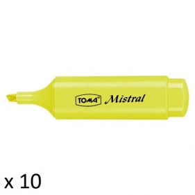 Zakreślacze TOMA Mistral TO-334, 10 szt. - pastelowy żółty